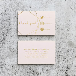 Rosa und goldener Effekt Social Links einfügen Kar Begleitkarte