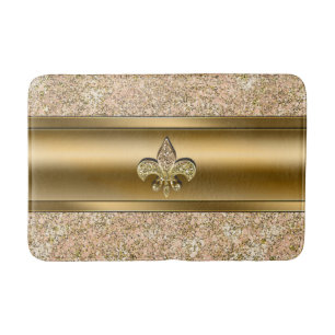 Rosa und goldener funkelnder Glitter-Fleur-de-lis- Badematte