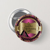 Rosa und goldener Geburtstag mit Leopard High Heel Button (Vorne & Hinten)