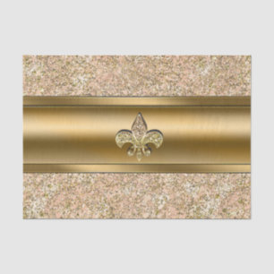 Rosa und goldener Glitter-Fleur-de-Lis-Party Seidenpapier