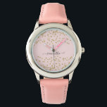 Rosa und goldener Glitzer Armbanduhr<br><div class="desc">Diese niedliche Uhr, die für die Koordination mit unserer Hochzeitskollektion in Rosa und Gold Glitzer konzipiert wurde, weist einen goldenen Glitzer auf rosa Hintergrund auf. Für eine weiter gehende Anpassung dieses Designs klicken Sie bitte auf den "CUSTOMIZE"-Button oben. Bitte beachten Sie, dass Glitzer als Druckeffekt und nicht als Glitzer gedruckt...</div>