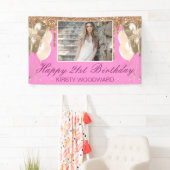 Rosa und goldener Glitzer & Balloons Geburtstag Banner (Insitu)