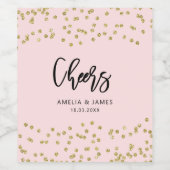 Rosa und goldener Glitzer Checker Weinkleber Weinetikett (Einzelnes Label)