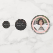 Rosa und goldener Glitzer Confetti auf schwarzem H Konfetti (Vorderseiten)