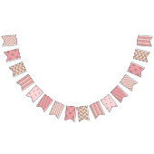 Rosa und goldener Glitzer Gemustert Wimpelkette (Alle)