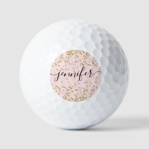 Rosa und goldener Glitzer Golfball
