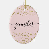 Rosa und goldener Glitzer Keramik Ornament (Rechts)