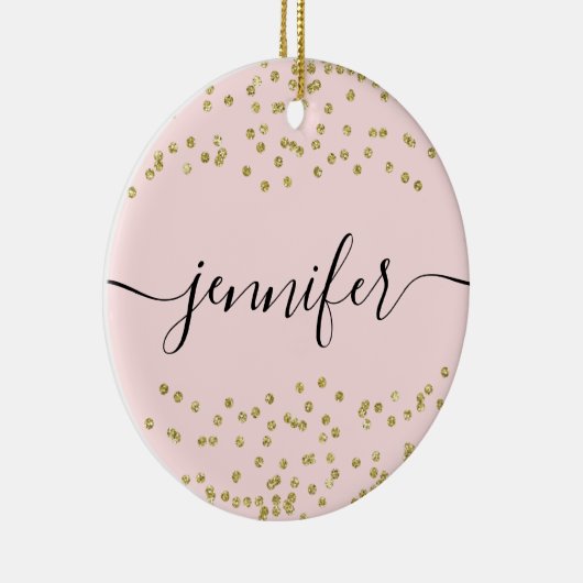 Rosa und goldener Glitzer Keramik Ornament (Rechts)