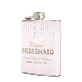 Rosa und goldener Glitzer Look Bridesmaid Flask Flachmann (Links)
