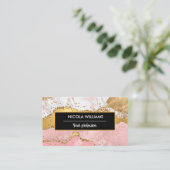 Rosa und goldener Glitzer Marmorschlauch Visitenkarte (Stehend Vorderseite)