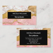 Rosa und goldener Glitzer Marmorschlauch Visitenkarte (Vorne/Hinten)