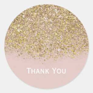 Rosa und goldener Glitzer Modernes, trendiges Glam Runder Aufkleber