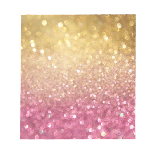 Rosa und goldener Glitzer Notizblock (Vorderseite)