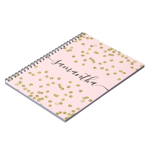 Rosa und goldener Glitzer Notizblock (Linke Seite)