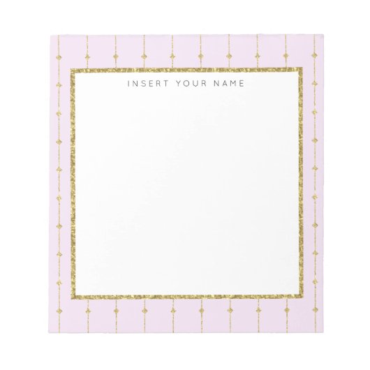 Rosa und goldener Glitzer Personalisiert Notepad 5 Notizblock (Vorderseite)