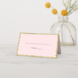 Rosa und goldener Glitzer Platzkarte