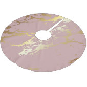 Rosa und goldener Glitzer Polyester Weihnachtsbaumdecke (Schrägansicht)