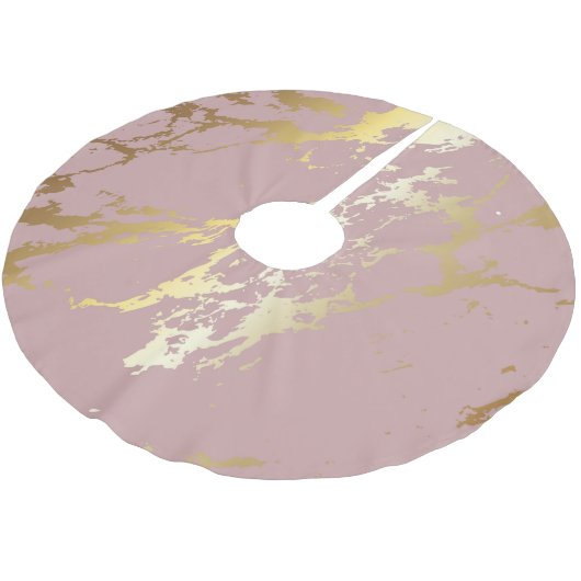 Rosa und goldener Glitzer Polyester Weihnachtsbaumdecke (Schrägansicht)