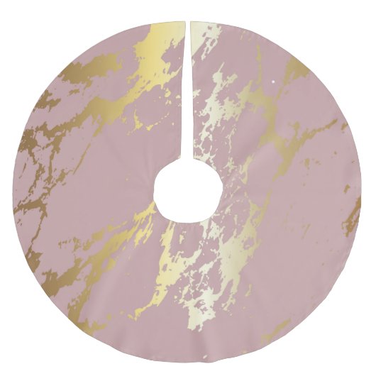 Rosa und goldener Glitzer Polyester Weihnachtsbaumdecke (Vorderseite)