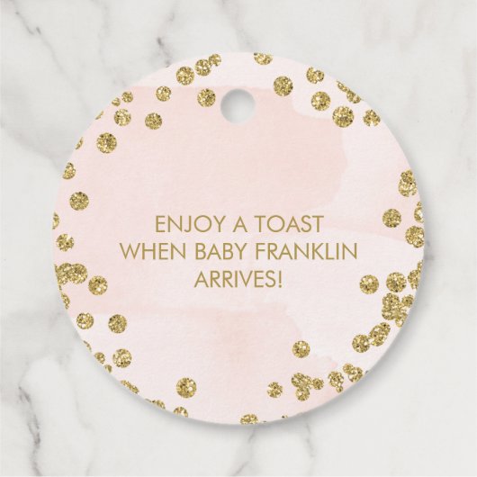 Rosa und goldener Glitzer Pop, wenn sie Pop Geschenkanhänger (Rückseite)