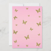 Rosa und goldener Glitzer Schmetterling Sweet 16 P Einladung (Rückseite)