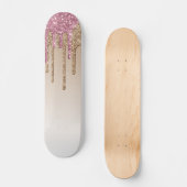 Rosa und goldener Glitzer Skateboard (Vorderseite)