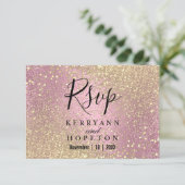 Rosa und goldener Glitzer - UAWG RSVP Karte (Stehend Vorderseite)