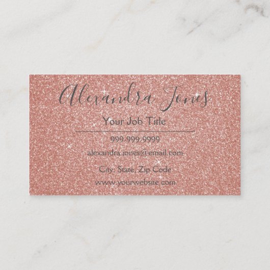Rosa und goldener Glitzer und Sparkerhase Visitenkarte (Rückseite)
