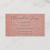 Rosa und goldener Glitzer und Sparkle Hochzeitspla Visitenkarte (Rückseite)