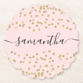 Rosa und goldener Glitzer Untersetzer (Vorderseite)