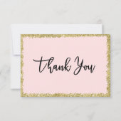 Rosa und goldener Glitzer Vielen Dank. Dankeskarte (Vorderseite)
