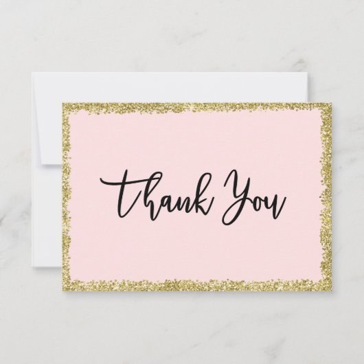 Rosa und goldener Glitzer Vielen Dank. Dankeskarte (Vorderseite)