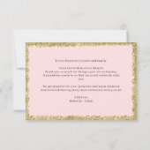 Rosa und goldener Glitzer Vielen Dank. Dankeskarte (Rückseite)