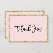 Rosa und goldener Glitzer Vielen Dank. Dankeskarte (Vorne/Hinten)