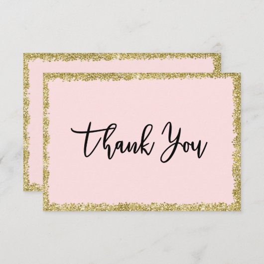 Rosa und goldener Glitzer Vielen Dank. Dankeskarte (Vorne/Hinten)