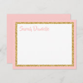 Rosa und goldener Glitzer Vielen Dank Dankeskarte (Vorne/Hinten)