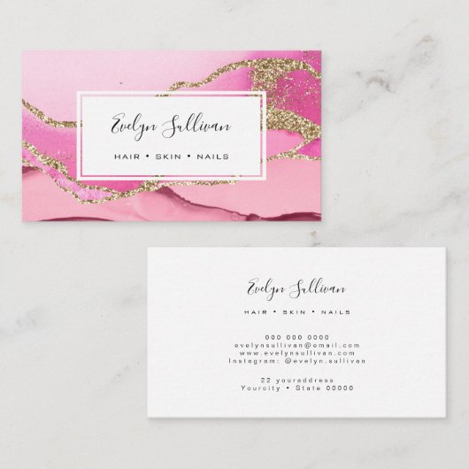 Rosa und goldener Glitzer Visitenkarte (Vorne/Hinten)