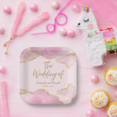 Rosa und goldener Glitzer vor der Hochzeit von Pappteller (Party)