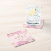 Rosa und goldener Glitzer vor der Hochzeit von Rechteckiger Pappuntersetzer (Vor Ort)