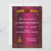 Rosa und goldener Glitzer Weihnachten Einladung (Vorderseite)