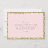 Rosa und goldener Glitzer Zu meinem Vater Hochzeit Einladung (Rückseite)