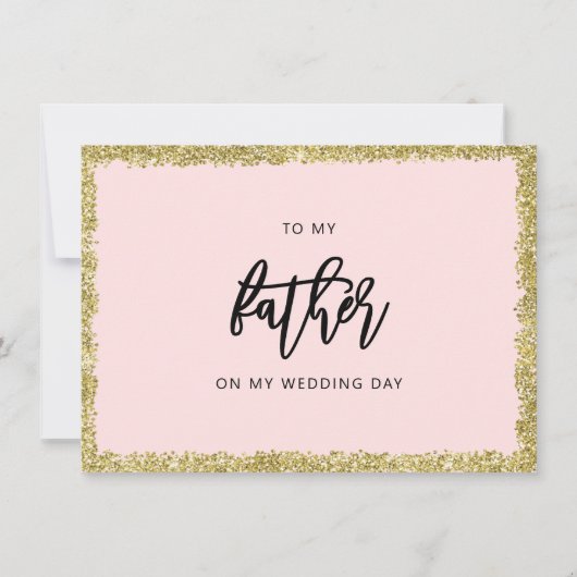 Rosa und goldener Glitzer Zu meinem Vater Hochzeit Einladung (Vorderseite)