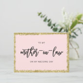 Rosa und goldener Glitzer Zu meiner Mutter mit Rec Einladung (Stehend Vorderseite)