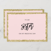 Rosa und goldener Glitzer Zu meiner Schwester Einladung (Vorne/Hinten)