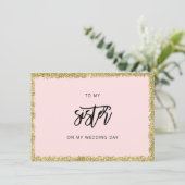 Rosa und goldener Glitzer Zu meiner Schwester Einladung (Stehend Vorderseite)