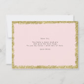 Rosa und goldener Glitzer Zu meiner Schwester Einladung (Rückseite)