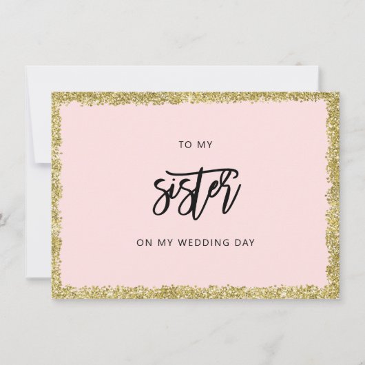 Rosa und goldener Glitzer Zu meiner Schwester Einladung (Vorderseite)