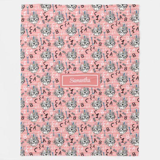 Rosa und goldener Glitzer zurück zur Schuldecke Fleecedecke (Vorderseite)