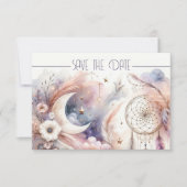 Rosa und goldener Himmelsmond Save the Date (Vorderseite)