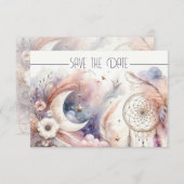 Rosa und goldener Himmelsmond Save the Date (Vorne/Hinten)